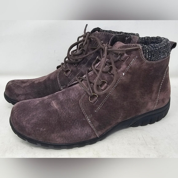 Propet Shoes - Propet Delaney Women's Suede Ankle Side Zip Bootie Purple Brown Size 7.5 M(B)